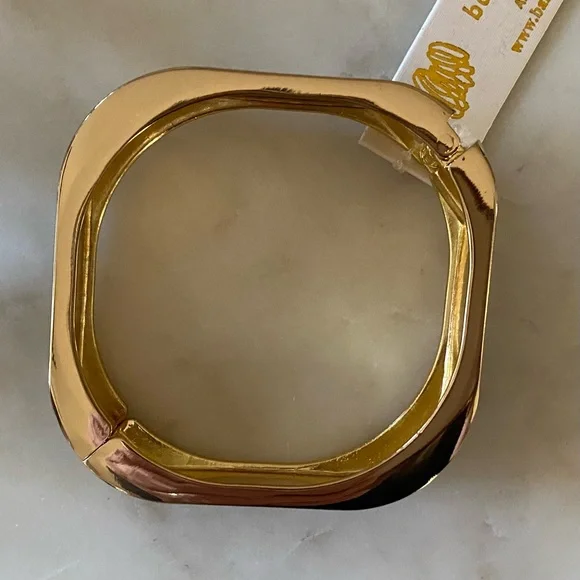 NWT Navy Blue/Gold AMRITA SINGH Square Hinge ENAMEL Cuff BRACELET - Picture 4 of 7